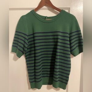 Maeve Green and Blue Striped Top
